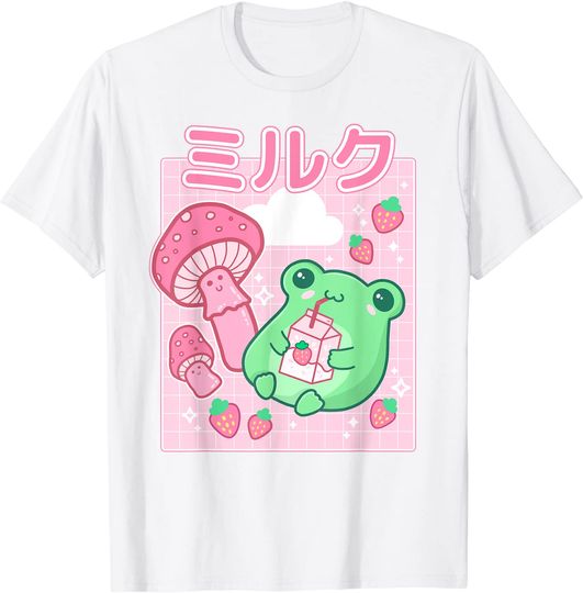 Discover Cottagecore Frog Strawberry Retro 90s Kawaii Aesthetic T-Shirt