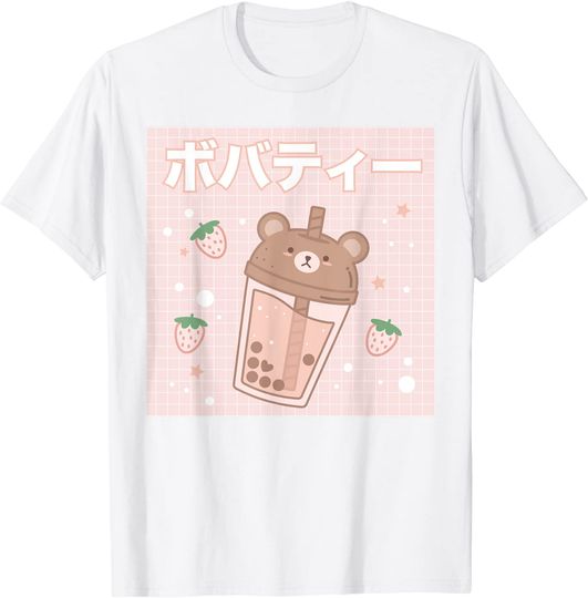 Discover Bubble Milk Tea Boba Cute Bear Kawaii Aesthetic T-Shirt