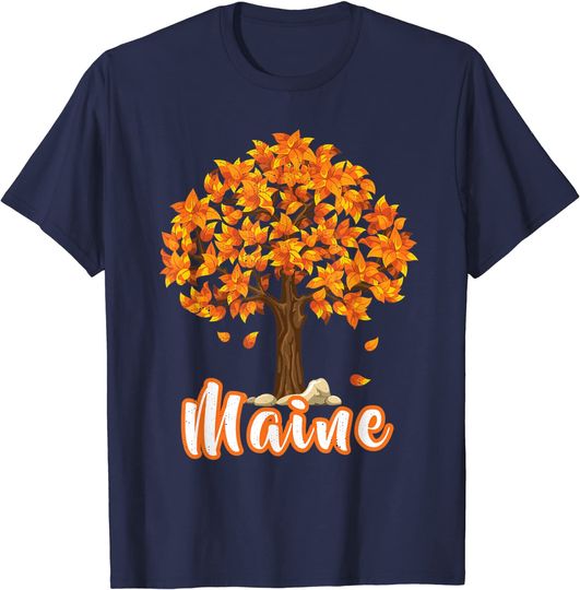 Discover Distressed Visit Maine Vacation Autumn Fall Leaf Peeping T-Shirt