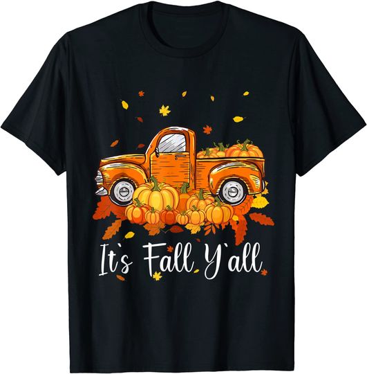 Discover It's Fall Y'all Pumpkin Truck Autumn Tree Hello Fall T-Shirt