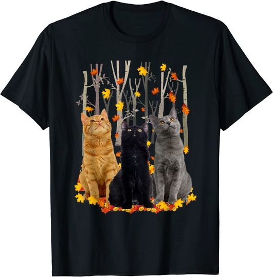 Discover Maple Cat Leaf Fall Hello Autumn Kitty T-Shirt