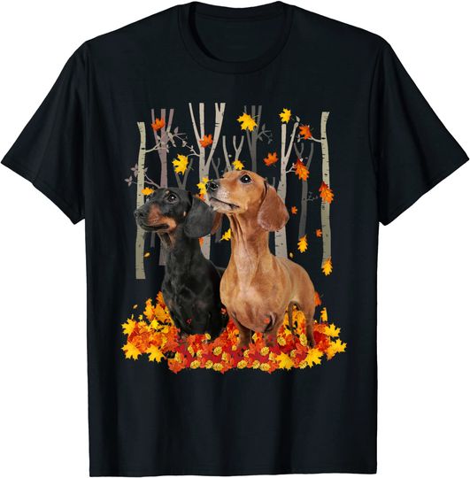 Discover Hello Autumn Maple Dachshund Leaf Fall Cute Dachshund T-Shirt