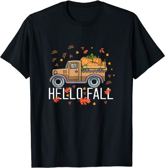 Discover Hello Fall Vintage Pickup Pumpkin Patch Leaves T-Shirt