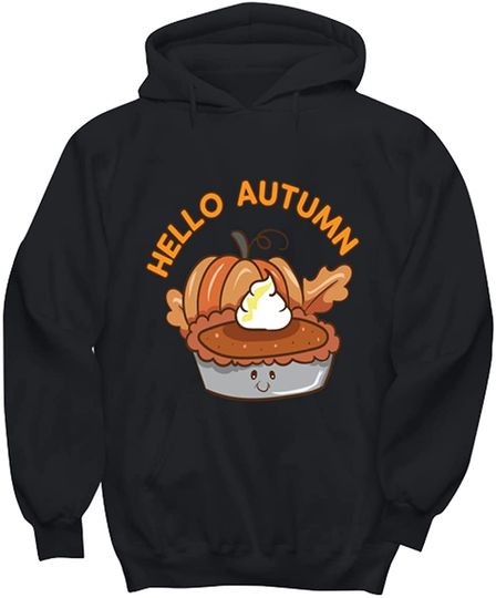 Discover Hello Autumn pumpking Pie Black Hoodie