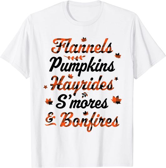 Discover Flannels Pumpkins Hayrides Smores Bonfires Fall Thanksgiving T-Shirt