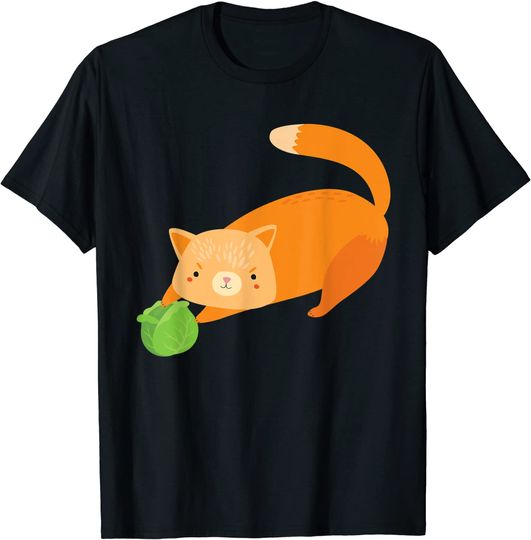 Discover Cat Playing Cabbage Vegetarian Lover T-Shirt