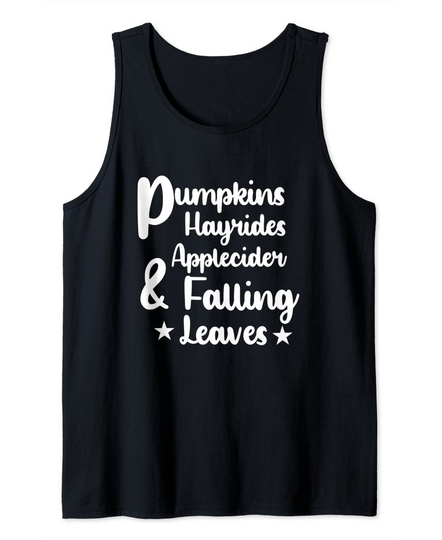 Discover Pumpkins Hayrides Applecider & Falling Leaves Thanksgiving Tank Top