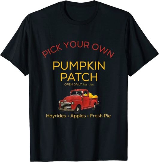Discover Pumpkin Patch Fall Hayrides Candy Apple Thanksgiving Autumn T-Shirt