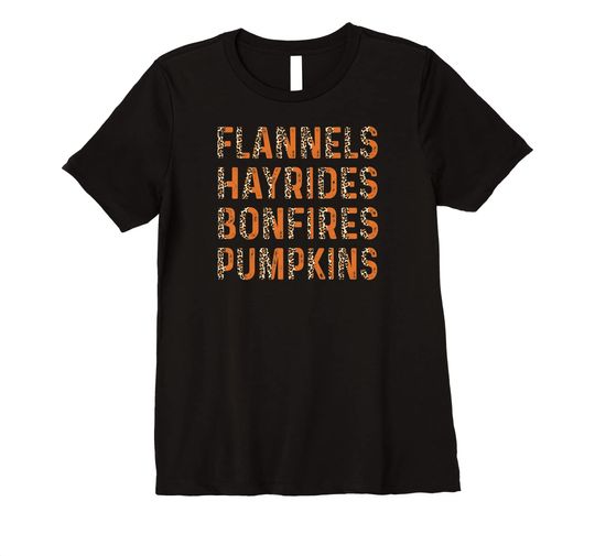 Discover Fall Tee: Flannels, Hayrides, Pumpkins, & Bonfires Premium T-Shirt