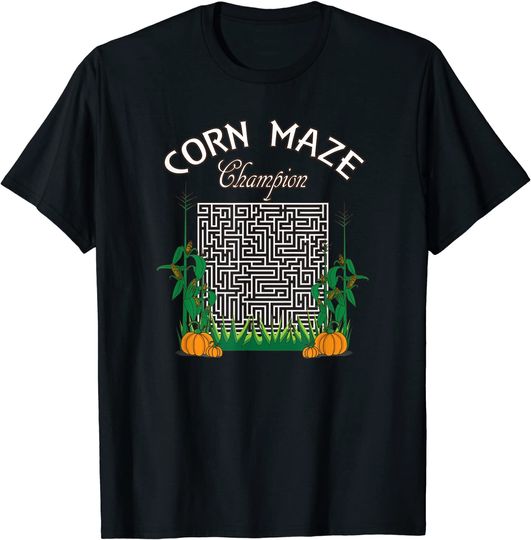 Discover Corn Maze Champion Funny Fall Halloween Farm Activities T-Shirt
