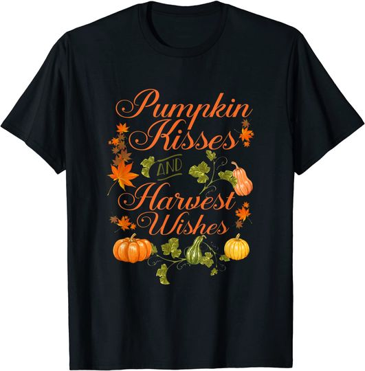 Discover Pumpkin Kisses and Harvest Wishes Men Women Youth Autumn T-Shirt
