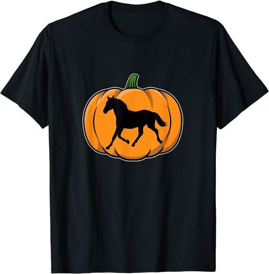 Discover Halloween Pumpkins Horse Lover Gift Equine Thoroughbred Pony T-Shirt