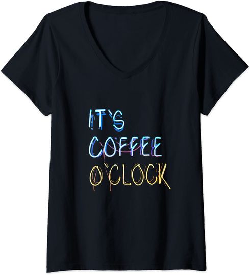 Discover It's Coffee O'Clock Caffeine Lover For Men Women Gifts V-Neck T-Shirt