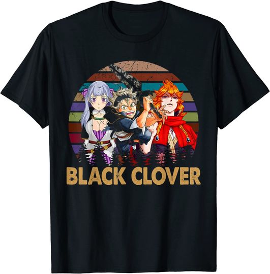 Discover Retro Clovers Art Black Vaporware Anime Manga Series For Fan T-Shirt