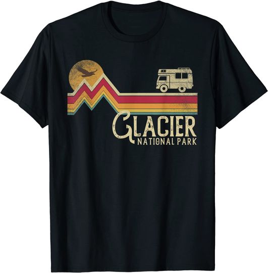 Discover Glacier National Park Retro Style Mountain Vintage - Montana T-Shirt