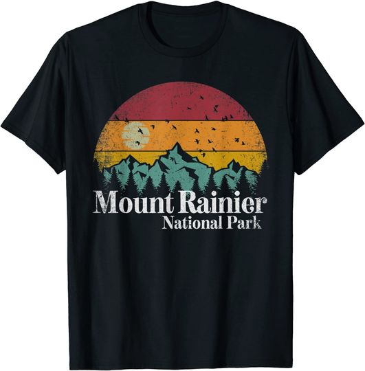 Discover Mount Rainier National Park Retro Style Hiking Vintage T-Shirt