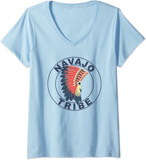 Discover Navajo Tribe Headdress Proud Native American Navajo Nation V-Neck T-Shirt