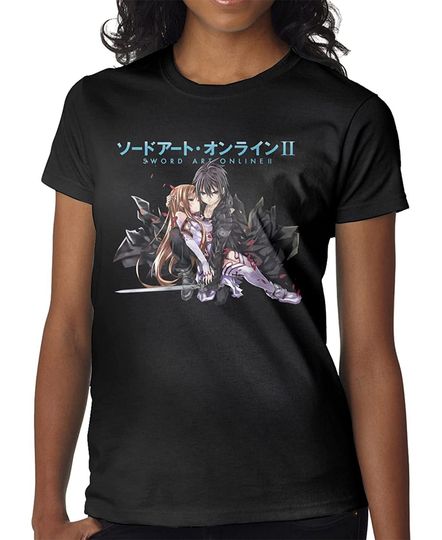 Discover Anime Sword Art Online Kirito and Yuuki Asuna T Shirt Female Crew Neck Short Sleeve Unique Sport T-Shirts
