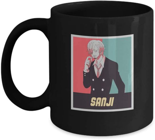 Discover Gifts for Anime Lovers:"Sanji" - One Piece, Anime, Manga, Hobby, Japan, Watching Anime - Black Mug Ceramic Coffee Cup