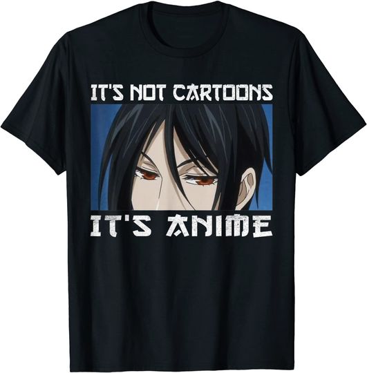 Discover Sebastian It's Not Cartoons It's Anime Vaporwave Michaelis T-Shirt
