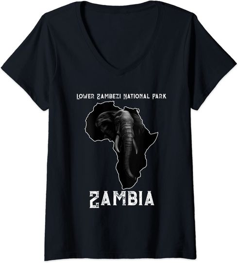 Discover Elephant Safari Lower Zambezi National Park V Neck T Shirt