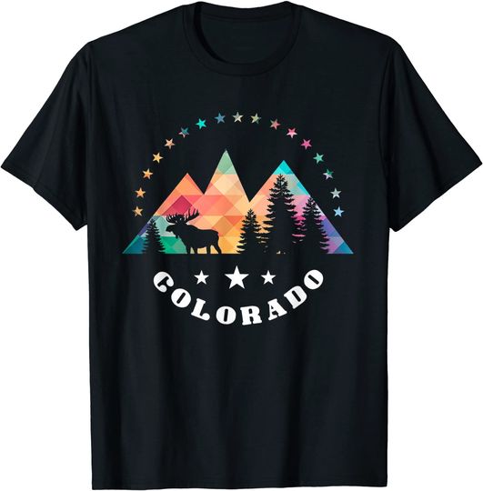 Discover Colorado Mountain Abstract Pride Vacation Travel Hiker Gift T-Shirt