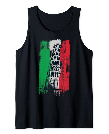 Discover Leaning Tower of Pisa with Italic Flag Tank Top