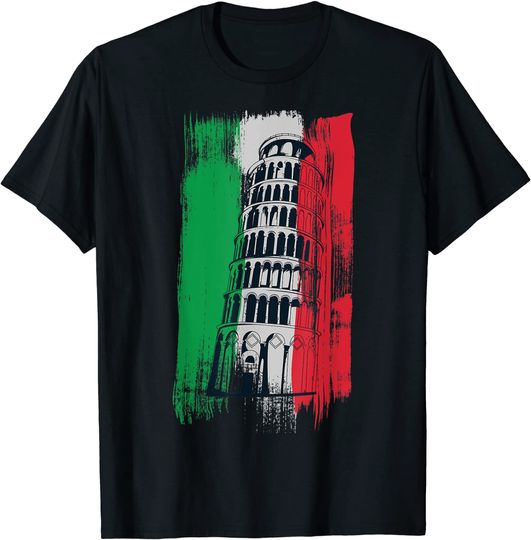 Discover Leaning Tower of Pisa with Italic Flag T-Shirt