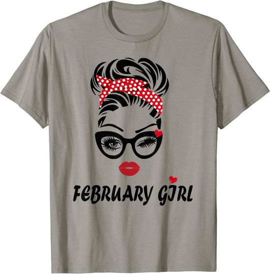 Discover Girl Wink Eye Woman Face Was Born In February T-Shirt