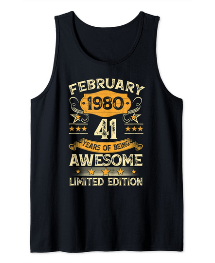 Discover 41 Years Old Gift Vintage February 1980 41st Birthday Gift Tank Top
