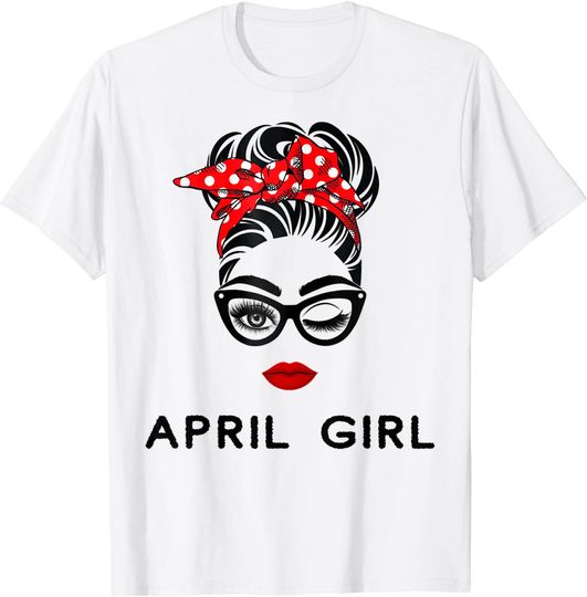 Discover April Girl Wink Eye Woman Face Lady Birthday T-Shirt