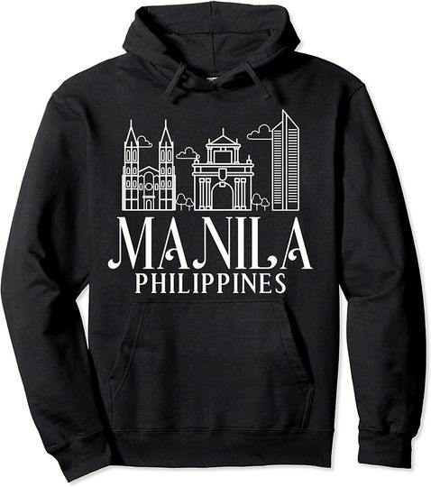 Discover Manila Philippines City Skyline Map Travel Pullover Hoodie