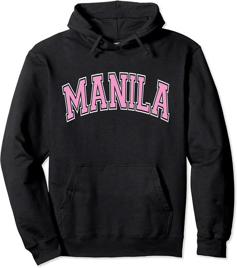Discover Manila Philippines Varsity Style Pink Text Pullover Hoodie