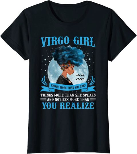 Discover Virgo Girls Black Queen November December Birthday T-Shirt