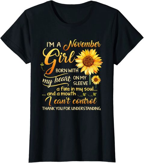 Discover November Sunflower Girl Queen Born In November Gifts Woman T-Shirt