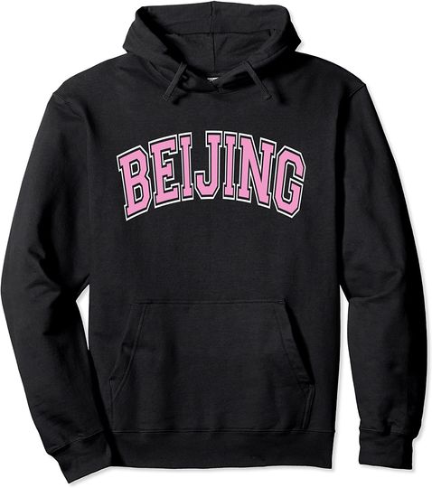 Discover Beijing China Varsity Style Pink Text Pullover Hoodie