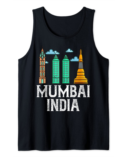 Discover Mumbai India City Skyline Map Travel Tank Top