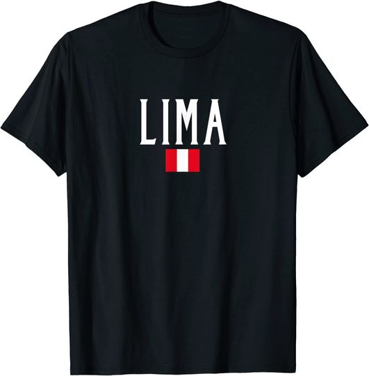 Discover Lima Peru Flag Vintage White Text T Shirt