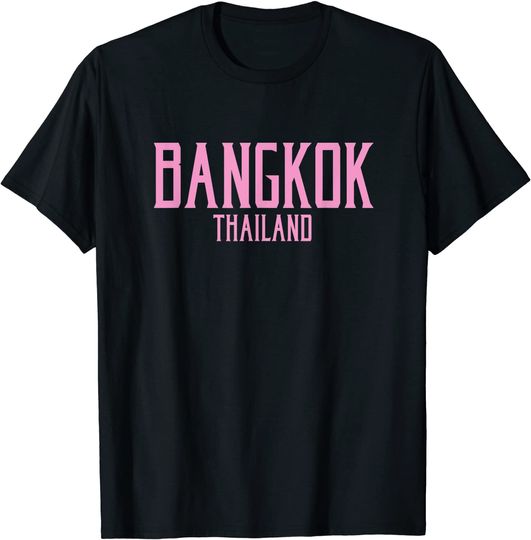 Discover Bangkok Thailand Vintage Text Pink T Shirt