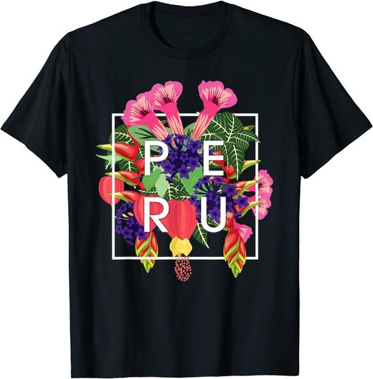 Discover Lima Flowers of Peru Word Art T Shirt
