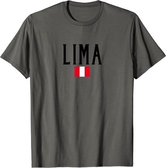 Discover Lima Peru Flag Vintage Black Text T Shirt