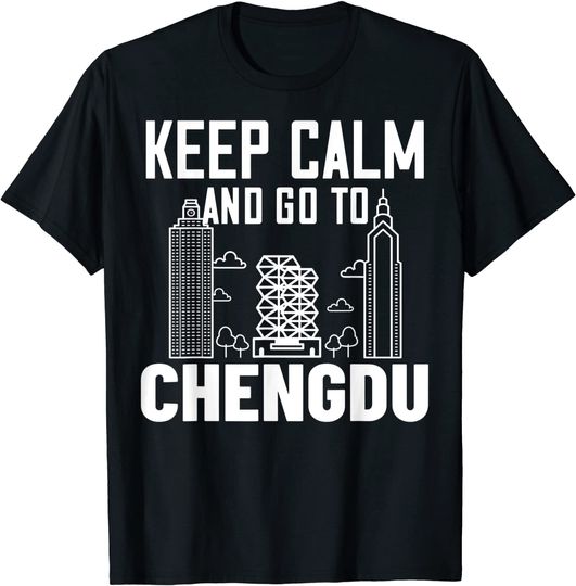 Discover Chengdu China City Skyline Map Travel T Shirt