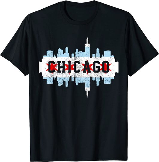 Discover Chicago Skyline Flag City Illinois Souvenir T Shirt