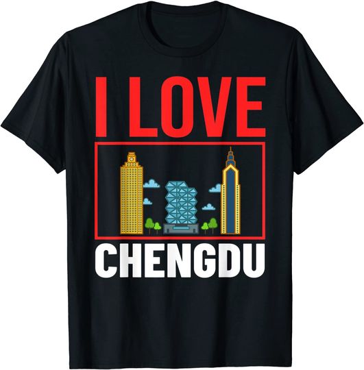 Discover Chengdu China City Skyline Map Travel T Shirt