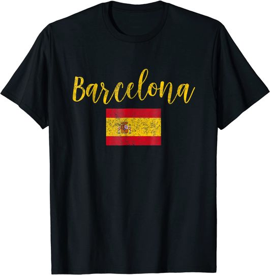 Discover Barcelona T-Shirt Spain Spanish Flag Vintage