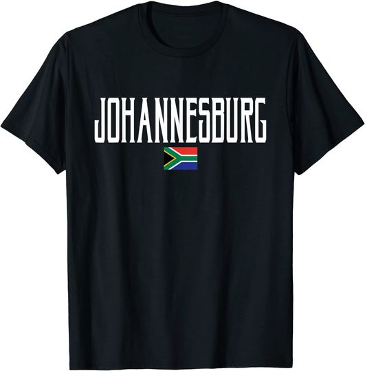 Discover Johannesburg South Africa Flag Vintage White Text T-Shirt