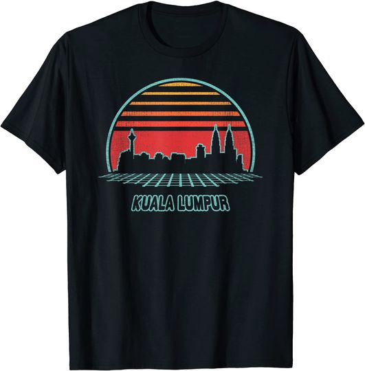 Discover Kuala Lumpur Retro City Skyline 80s Style T Shirt