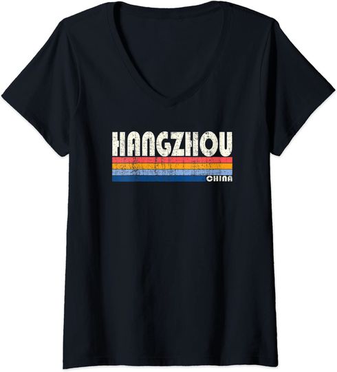 Discover Vintage 70s 80s Style Hangzhou China V Neck T Shirt