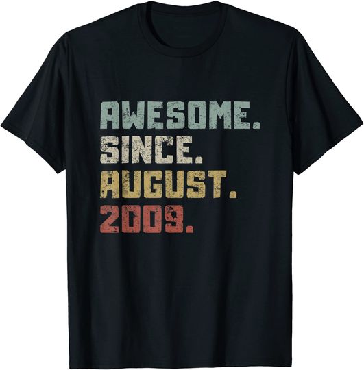 Discover Awesome Since August 2009 12th Birthday 12 Years Old Boy Kid T-Shirt