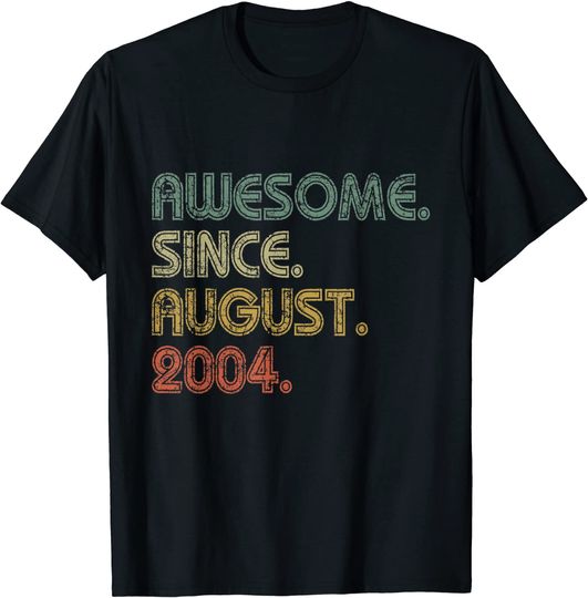 Discover Awesome Since August 2004 17th Birthday 17 Yrs Old Boys Girl T-Shirt